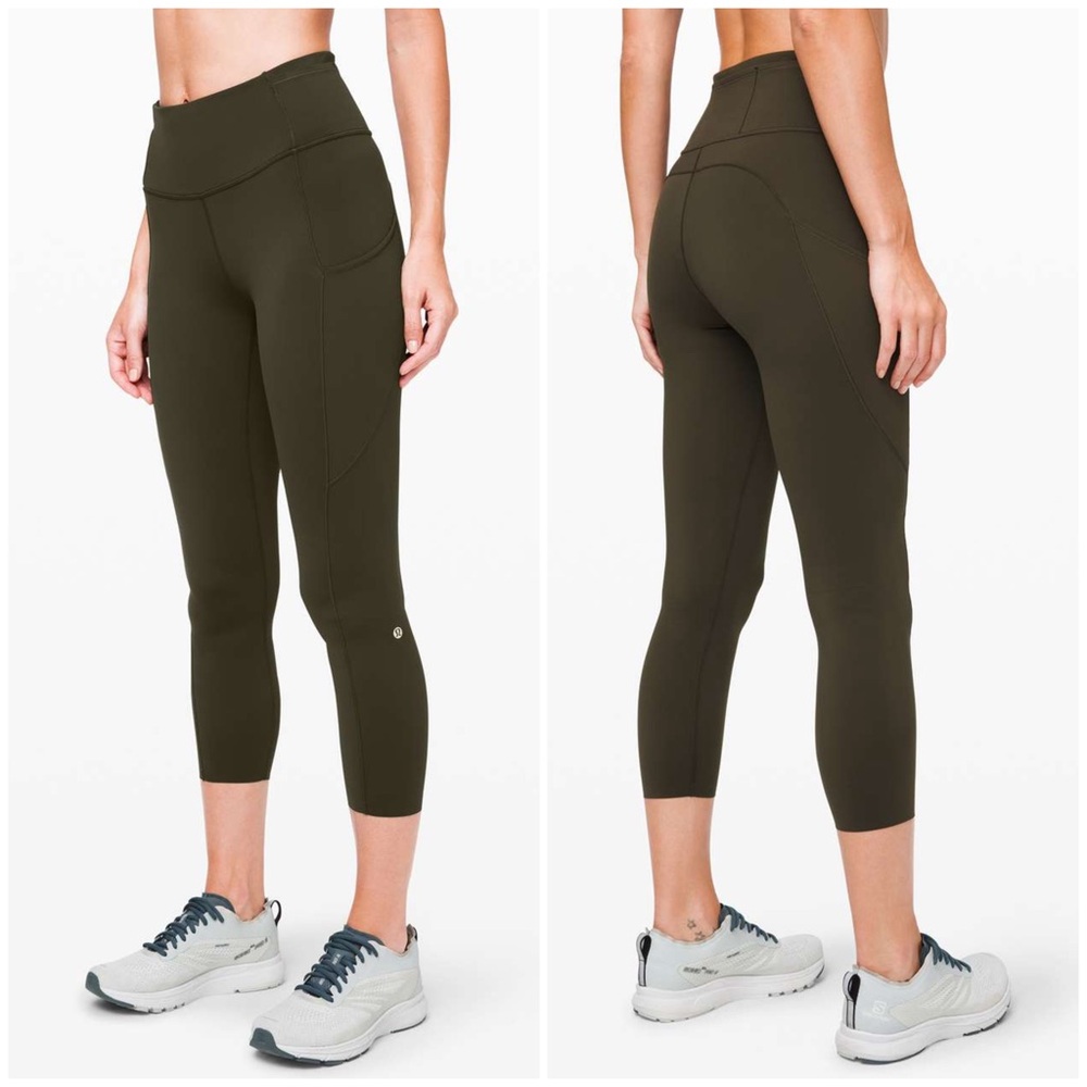 Lululemon Fast and Free High-Rise Crop II 23" *Non-Reflective in Dark Olive
